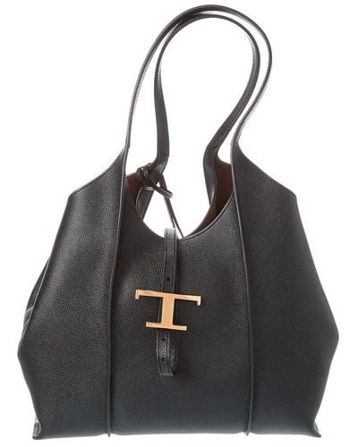 Tod's T Timeless Small Leather Tote - Black