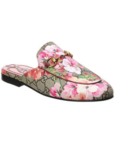 Gucci Princetown GG Flora Supreme Canvas Slipper - Pink