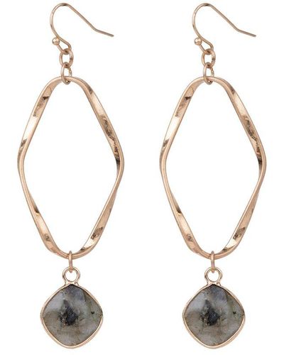 Saachi Labradorite Oval Loop Drop Earrings - Metallic