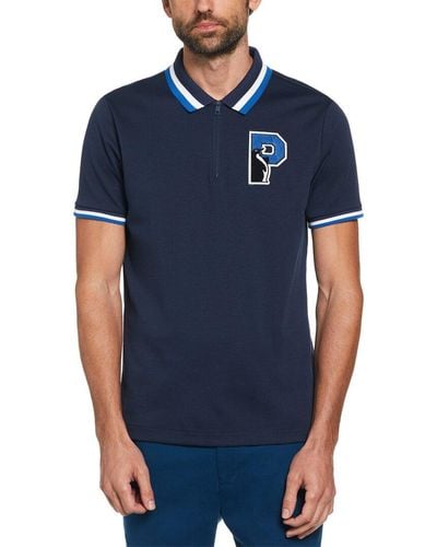 Original Penguin Boucle Patch Polo Shirt - Blue