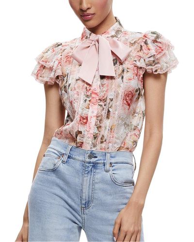 Alice + Olivia Alice + Olivia Minda Sho Blouse - Blue