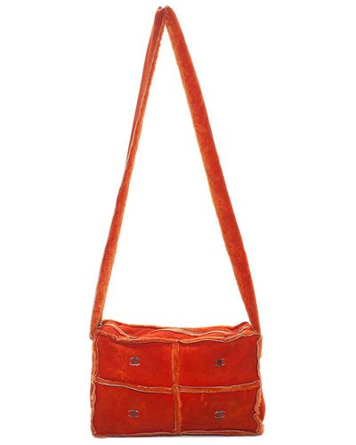Chanel Orange Logo Terry Cloth Shoulder Bag