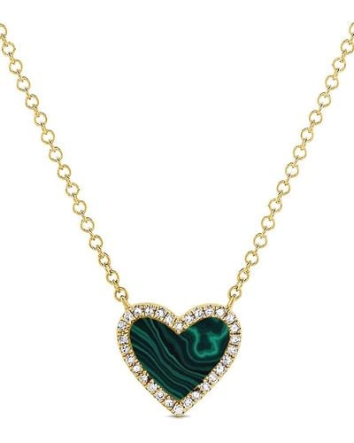 Sabrina Designs 14k 0.70 Ct. Tw. Diamond & Malachite Heart Necklace - Metallic