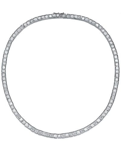 Genevive Jewelry Silver Cz Tennis Necklace - Metallic