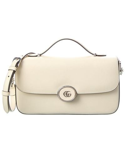 Gucci Petite Small Gg Leather Shoulder Bag - Natural