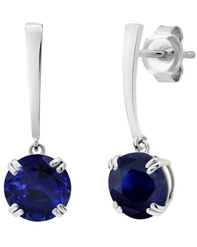 MAX + STONE Max + Stone 14k 3.25 Ct. Tw. Created Blue Sapphire Dangle Earrings