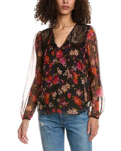 Johnny Was Flora Silk Blouse - Red