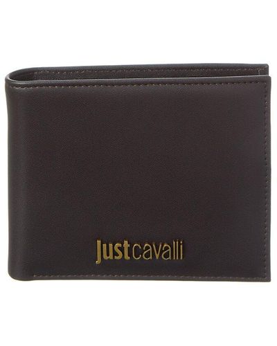 Just Cavalli Plaque Leather Bifold Wallet - Black