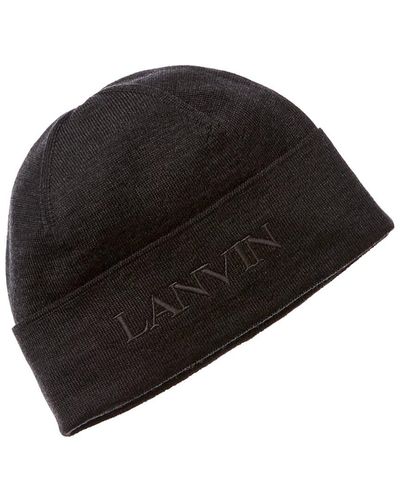 Lanvin Logo Embroidery Wool Hat - Black