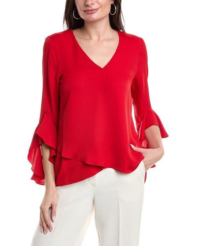 Vince Camuto Flutter Sleeve Tunic - Red