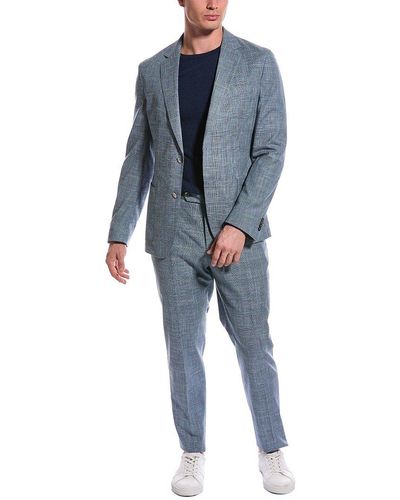 BOSS Boss 2pc Slim Fit Wool & Linen-blend Suit - Blue