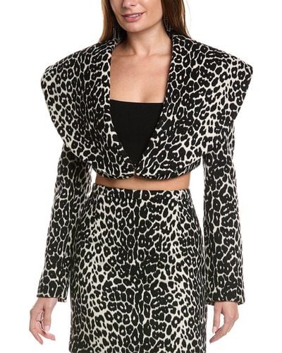 Michael Kors Shawl Leopard-print Bolero Jacket - Black