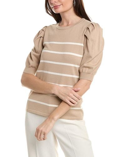 Anne Klein Puff Sleeve Sweater - Natural