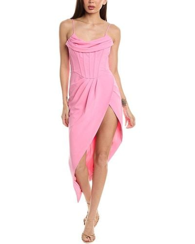 Bardot Leighton Mock Wrap Midi Dress - Pink