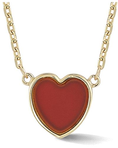 Ember Fine Jewelry 14K Carnelian Heart Necklace - White