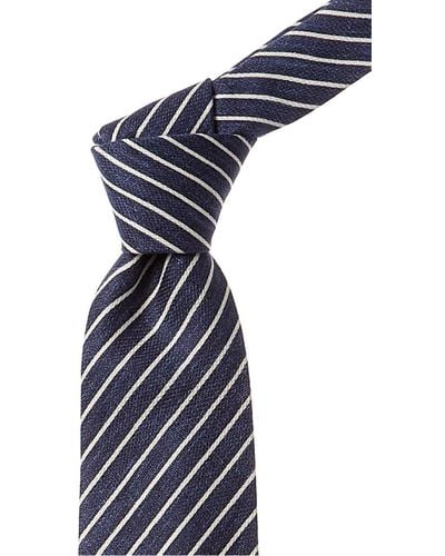 J.McLaughlin Stripe Silk Print Tie - Blue