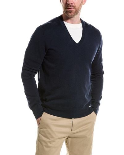 Brooks Brothers Jersey V-neck Sweater - Blue