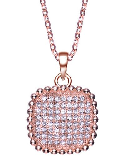 Genevive Jewelry 18k Rose Gold Plated Cz Pendant - Pink