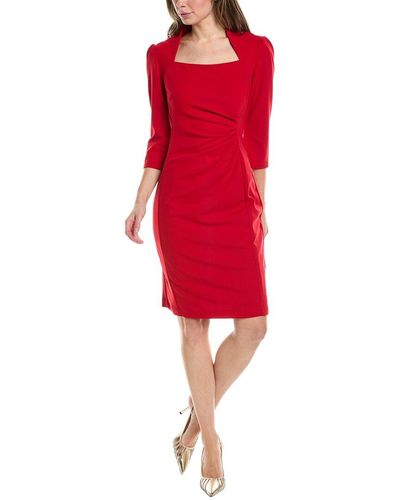 Tahari Scuba Crepe Sheath Dress - Red