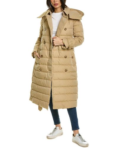 Burberry Detachable Hood Belted Puffer Coat - Natural