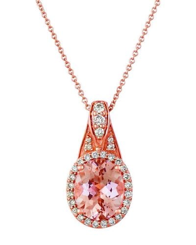 Le Vian Le Vian 14k Strawberry Gold 2.08 Ct. Tw. Diamond & Morganite Necklace - Pink