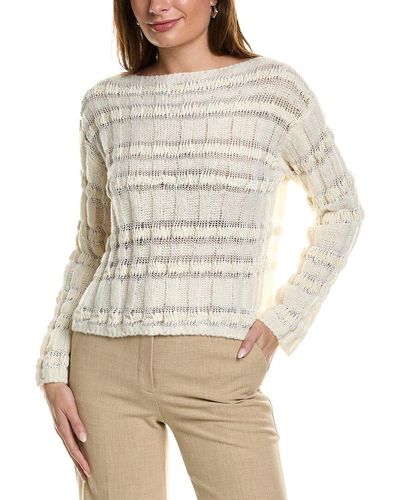 Lafayette 148 New York Bateau Neck Wool & Silk-blend Sweater - Natural
