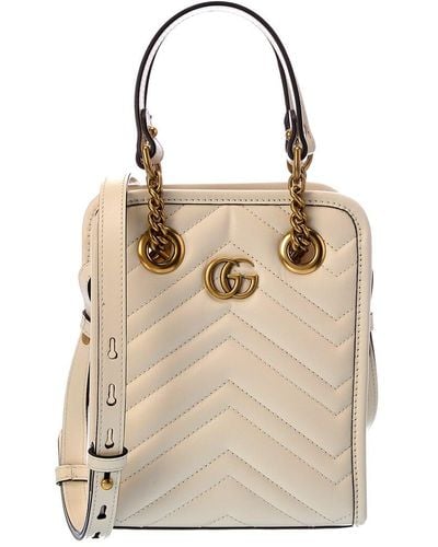 Gucci GG Marmont Mini Leather Shoulder Bag - Natural