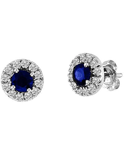 Suzy Levian 14k 0.93 Ct. Tw. Diamond & Sapphire Studs - Blue