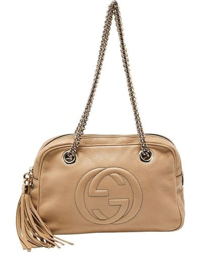 Gucci Leather Medium Soho Chain Shoulder Bag (Authentic Pre-Owned) - Natural