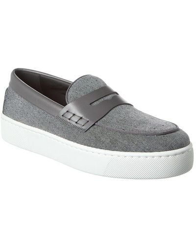 Christian Louboutin Paqueboat Canvas & Leather Platform Loafer - Grey