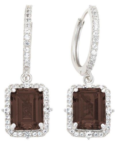 Suzy Levian 0.02 Ct. Tw. Diamond & Gemstone Halo Dangling Earring - White