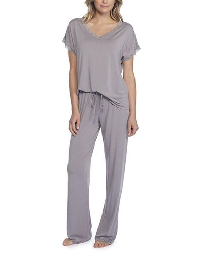 Barefoot Dreams Luxe Milk Jersey V-neck Pyjama Set - Grey
