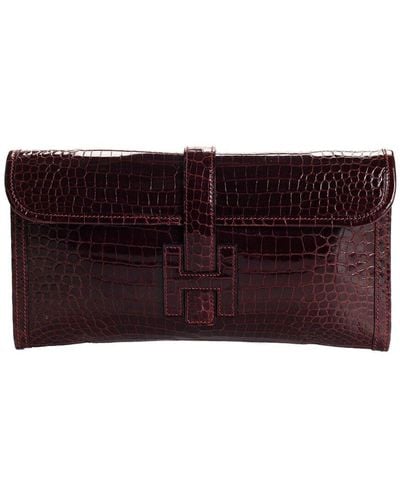Hermès Deep Crocodile Leather Jige Elan 29 Clutch (Authentic Pre-Owned) - Purple