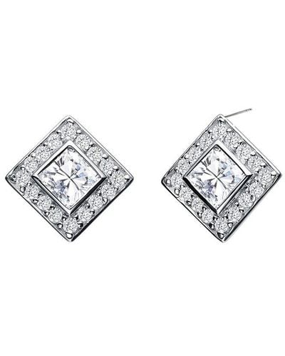 Genevive Jewelry Silver Cz Drop Earrings - Metallic
