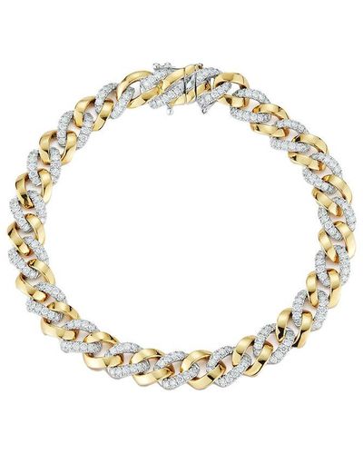 Nephora 14k Two-tone 2.24 Ct. Tw. Diamond Curb Chain Bracelet - Metallic