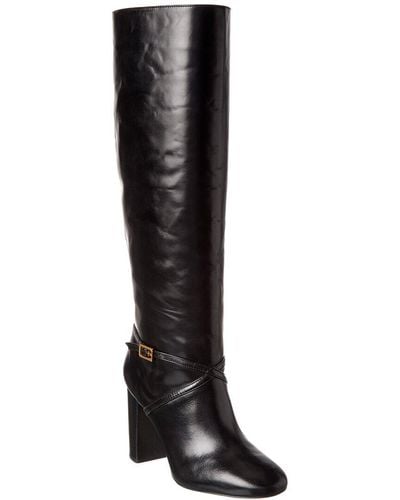 Tory Burch Pull-on Leather Knee-high Boot - Black