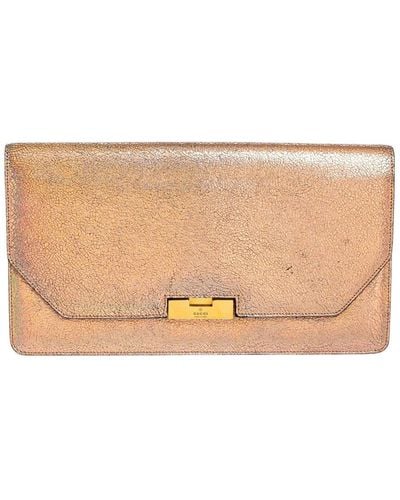 Gucci Metallic Leather Crackled 58 Clutch (Authentic Pre-Owned) - Natural