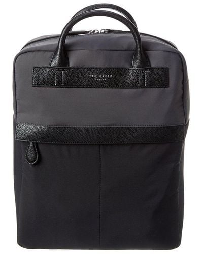 Ted Baker Warp Top Handle Canvas & Leather Backpack - Black