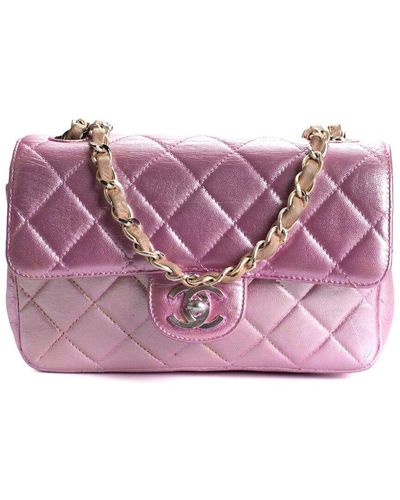 Chanel Quilted Leather Pearlescent Single Flap Bag (Authentic Pre-Owned) - Purple