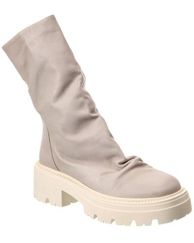 Free People Emma Ruched Leather Boot - Natural