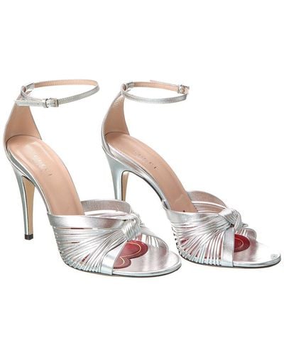 Gucci Crawford Metallic Leather Sandal (Authentic Pre-Owned) - White