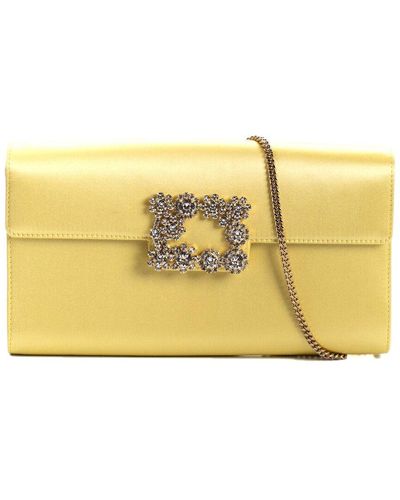 Roger Vivier Satin Crystal Embellished Evening Clutch (Authentic Pre-Owned) - Yellow