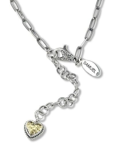 Samuel B. Silver Heart Charm Necklace - White