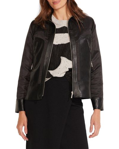 NIC+ZOE Nic+zoe Petite Faux Leather Mix Jacket - Black