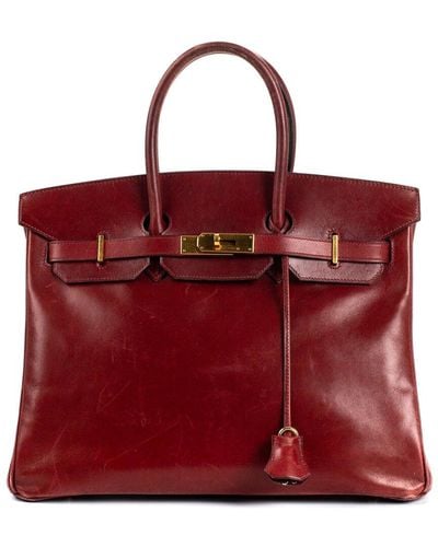 Hermès Deep Leather Birkin 35 Ghw (Authentic Pre-Owned) - Red
