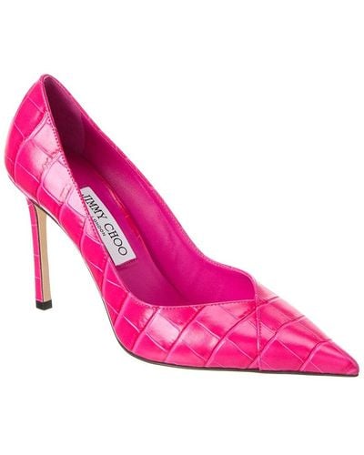 Jimmy Choo Cass 95 Croc-embossed Leather Pump - Pink