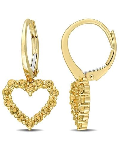 Rina Limor 10k 1.12 Ct. Tw. Citrine Heart Earrings - Metallic