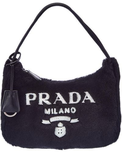 Prada Re-edition 2000 Mini Shearling Shoulder Bag - Blue