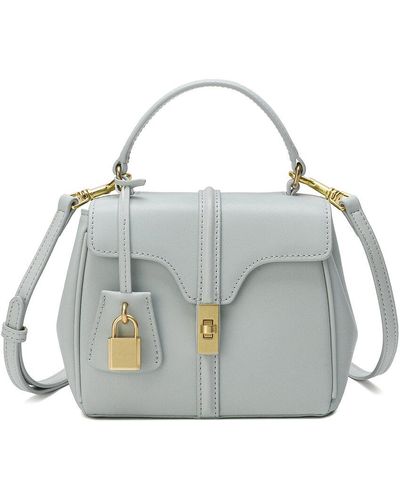 Tiffany & Fred Paris Smooth Leather Top Handle Crossbody - Gray