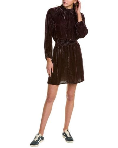 Bella Dahl Smocked Raglan Silk-blend Mini Dress - Brown